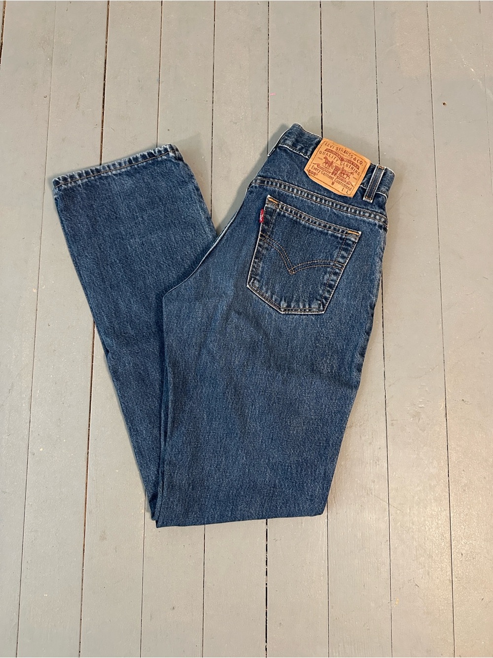 Sz 28 Levi's 505 Straight Jeans in Dark Blue Denim High Waist sz 6 Tall